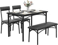 Dining Table Set for 4, Rectangular Kitchen Table and Chairs Set of 4 for Small Spaces, Modern Dining Room Table Set with Upholstered Bench and 2 Chairs, Space Saving Dining Furniture for Apartments