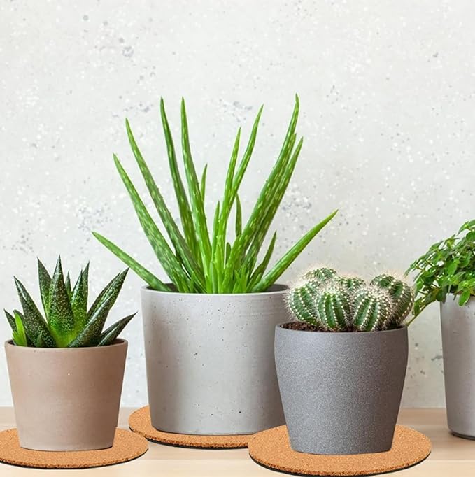 10 Pieces 4 Sizes Cork Plant Coasters, 4/6/8/10 Inch Cork Plant Mats, Plant Coasters for House Plants Indoors (Nude & Black)
