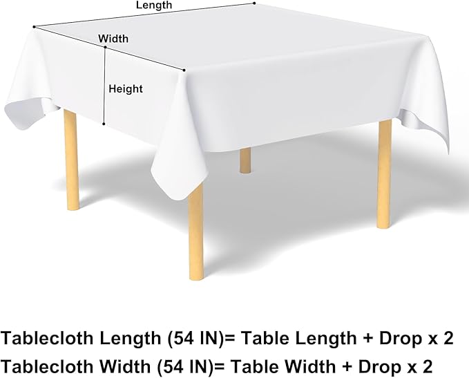 misaya Square Waterproof Vinyl Table Cloth, Buffalo Flannel Backed Tablecloth, Wipeable Plastic Table Cover for Dinner, Kitchen, Outdoor (54" x 54", Aquamarine and White)