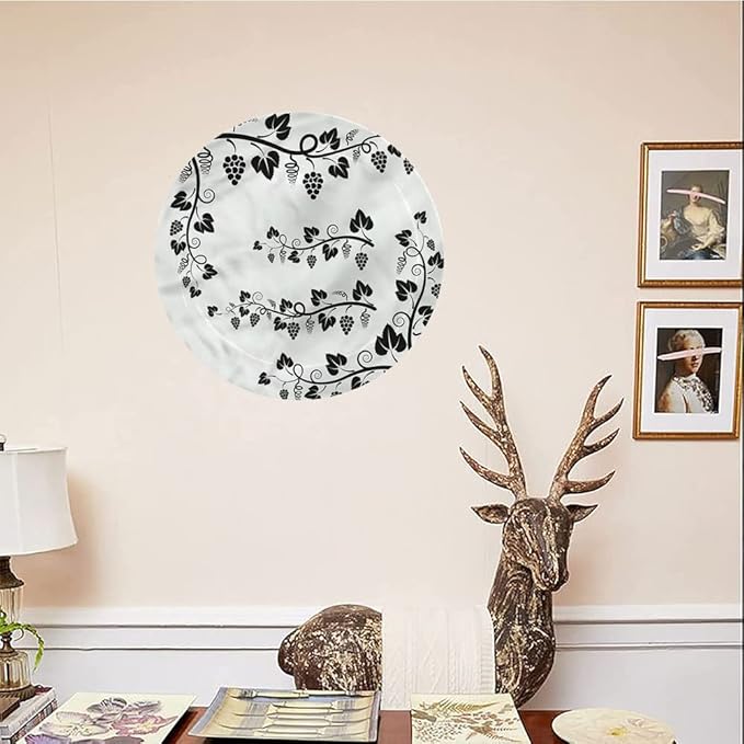Ceramic Plates, Vine Decorative Ceramic Plates, Grapes with Twigs Swirl Botany, 10 Inch, for Dining, Parties, Wedding, Multicolor
