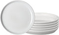 Denby - Elements Stone White Coupe Dinner Plates Set of 6 - Dishwasher Microwave Oven Safe - Scratch Chip Resistant - Large Ceramic Stoneware Dinnerware Plates Set
