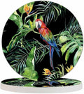 Scarlet Macaw Parrot Coaster for Drinks Individual Tropical Jungle Bird Animal Leaf Floral Botanical Palm Tree Presents for Housewarming Birthday and Family 100% Diatomite 4''X 4'',2 Pack