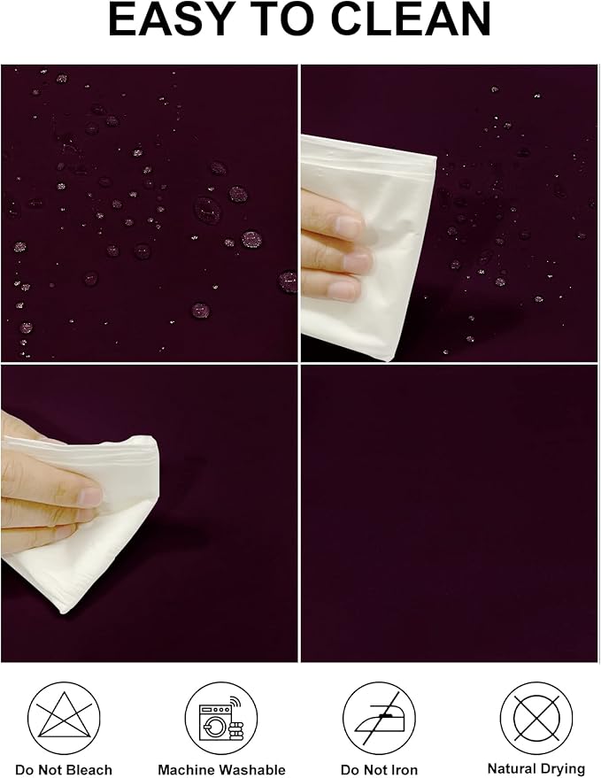 Fokitut 2 Pack Waterproof Round Tablecloth, 120 Inch, Stain Resistant and Wrinkle Polyester Table Cloth, Fabric Table Cover for Kitchen Dining, Wedding, Party, Holiday Dinner-Eggplant