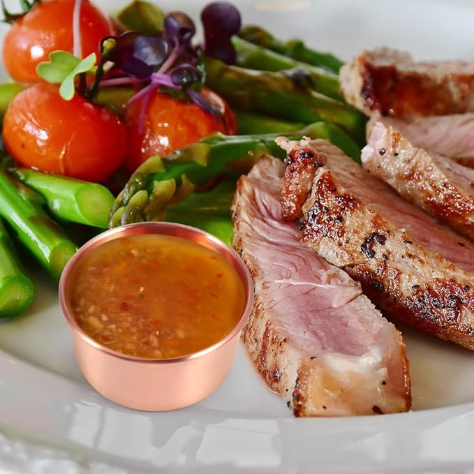 Ramekin Sauce Dipping Bowl Mini Sauce Cups Pudding Condiment Cups for Home Party Restaurant (Rose Gold 12PCS 60ml)