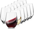 OJA Stemless Wine Glasses Set of 12, 15oz Crystal Red White Wine Glasses, No Stem, Clear, Sturdy Drinking Glass for Daily Use, Birthday, Wedding, Home Party, Anniversary, Shower Gift