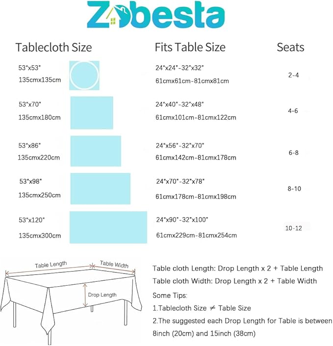 Zobesta Sage Green Tablecloth Rectangle 53 x 98 Inch, Cotton Green Table Cloth Rectangle Table, Washable Farmhouse Soft Boho Tablecloths Rectangular for Party, Holiday, Picnic, Dining, Outdoor,Fall