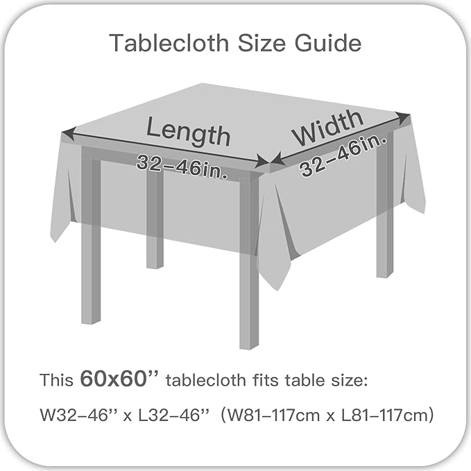 maxmill Square Jacquard Tablecloth Waterproof Spillproof Wrinkle Resistant Soft Weaved Design Table Cloth for Dinner and Party Washable Fabric Cover, Indoor Outdoor Use, 60 x 60 Inch, Dusty Blue