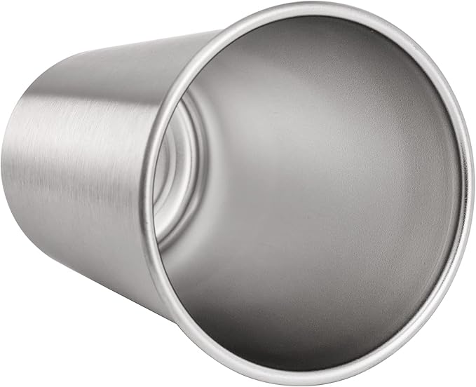 Tosnail 6 Pack 16 oz Stainless Steel Pint Cups Metal Cups Unbreakable Drinking Glasses Water Tumblers for Kids, Adults Indoor and Outdoor Use - Silver