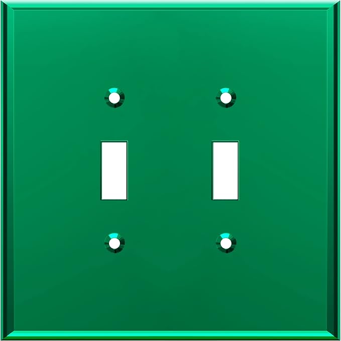 LIDER Reflective Acrylic Toggle Switch Wall Plate, Mirrored Light Switch Plate, Plexiglass Switch Cover, Acrylic Glass, Oversized 2-Gang 5.25" x 5.25", LWP-12O-AGR, Green