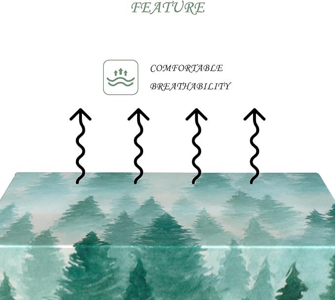 52x70 Inch Nature Rectangular Tablecloth Watercolour Pine Forest Fairyland Table Cloth Waterproof Durable Table Cover for Holiday Picnic Gaming Room BBQ Decor