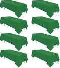 8 Pack Green Table Cloth 60 x 102 Inch Rectangular Tablecloth for 6 Foot Rectangle Tables, Wrinkle Resistant Washable Rectangle Fabric Table Covers for Wedding Party Banquet Buffet and Camping