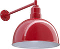 Steel Lighting Co. Hollywood Bowl Light | Outdoor Wall Mounted | 15 inch Bowl Dome | 20 inch Straight Arm | Barn Light Made in America | Red Exterior/White Interior