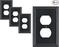 4-Pack Duplex Outlet Cover, Durable Solid Zinc Alloy Decorative Switch Plates and Outlet Covers, Black Wall Plates for Electrical Outlets, 1 Gang Receptacle Cover, Corrosion Resistant