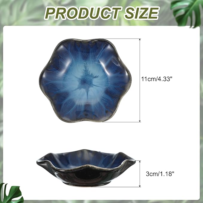 uxcell 1Pcs Ceramics Jewelry Plate, Lotus Leaf Shape Key Holder Bowl for Entryway Table Decor Small Ring Tray Dish Gift for Women Girlfriend, Blue