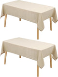 Hiasan 2 Pack Faux Linen Rectangle Tablecloth - Wrinkle and Stain Resistant Washable Table Cloth for Kitchen Dining Room Holiday Table Cover for Party Dinner, Beige, 70 x 108 Inch