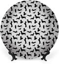 Ceramic Plates, Dog Lover Decorative Ceramic Plates, Monochrome Dachshunds in Numerous Stances Active Life, 6 Inch, for Dining, Parties, Wedding, Black White