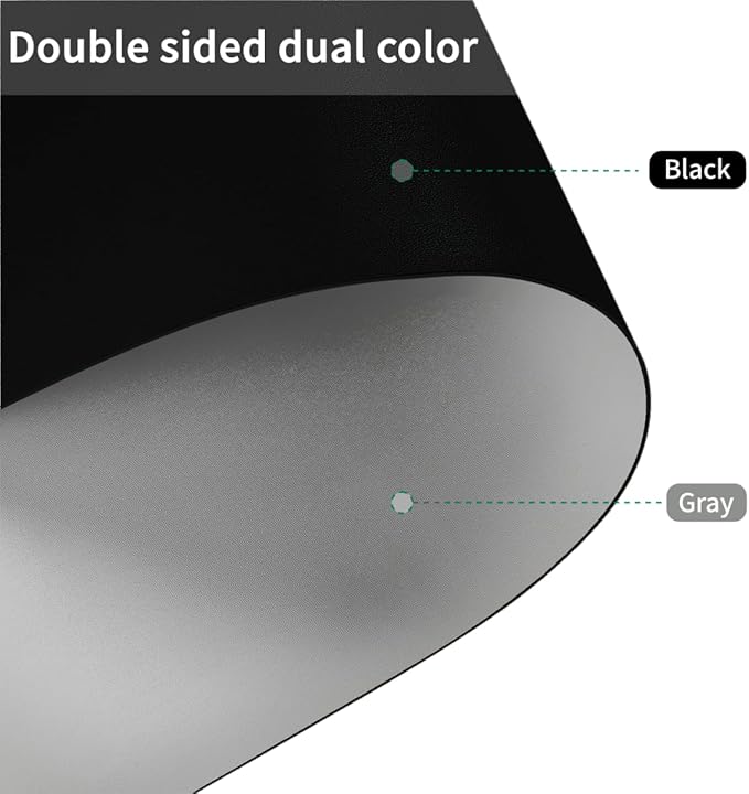 Round Table Pad, 1.8mm Thick, Dia.49 Inch, Leather Table Cover, Dining Table Protector, Table Top Protector (Black+Gray)