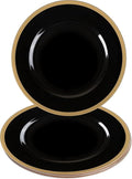 PARTY BARGAINS 13-Inch Charger Plates - 4 Pack, Black Gold Rim, Heavy-Duty Disposable Chargers for Elegant Dining - Ideal for Weddings and Formal Events