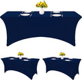 HAISIWLKJ 3 Pack Table Cloth 6ft Navy Blue Tablecloths for Rectangle Folding Table Spandex Fitted Stretch Cover Wrinkle Resistant Washable Protector for Party, Wedding, Banquet, Festival.