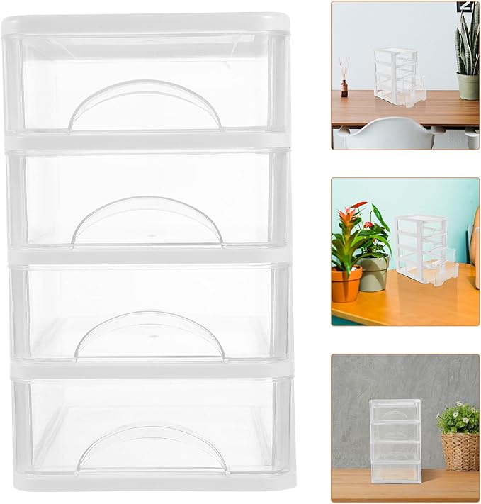 VILLCASE Type Tabletop Organizer with Transparent Dustproof Design White Storage Box for Stationery Cosmetics and Supplies Space-saving Desktop Storage for Office and Study Rooms