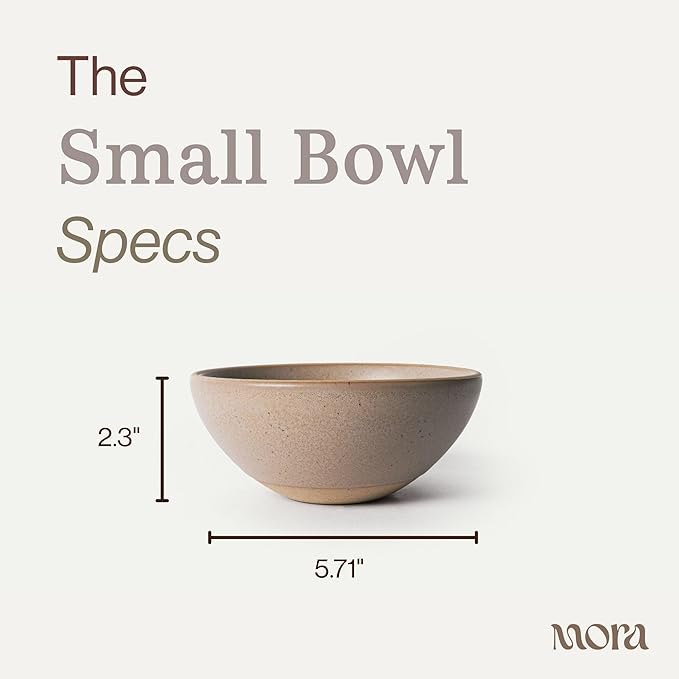MORA Small Bowls Set of 4, 16oz Ceramic Pottery Dessert Bowls - Microwave, Oven and Dishwasher Safe - Mushroom