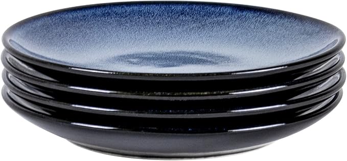 UNICASA Ceramic Dessert Plate Set of 4, 8 Inch Reactive Plates for Appetizer, Snack, Salad, Serving Dish, Microwave & Dishwasher Safe, Scratch Resistant, Blue