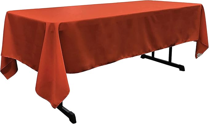 LA Linen Polyester Poplin Washable Rectangular Tablecloth, Stain and Wrinkle Resistant Table Cover 60x126, Fabric Table Cloth for Dinning, Kitchen, Party, Holiday 60 by 126-Inch, Rust