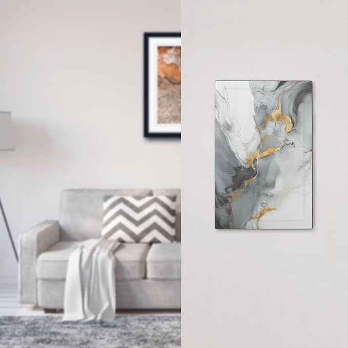 Light Switch Cover Gray/Gold Marble Abstract Modern Luxury Wall Plate Cover 1 Gang Blank No Device Decorative Outlet Covers Electrical Switchplate for Bathroom Bedroom Decor