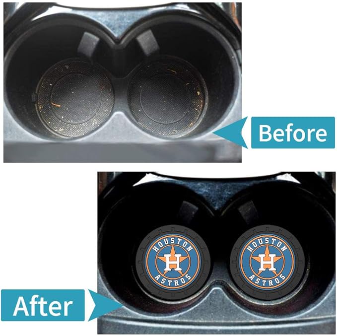 Silicone Astros Car Cup Holder Coasters,Baseball Fans Car Coasters for Huston Astros Fans, Non-Slip Universal Fit Cup Holder Insert