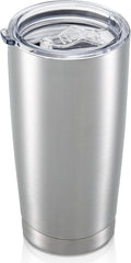 20 oz Tumbler with Lid Stainless Steel Insulated Tumblers Double Wall Vacuum Coffee Mug Powder Coated Tumbler Cups for Cold and Hot Drinks, Stainless Steel, 1 pack