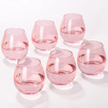 Pink Wine Glasses Set of 6-15oz -Colored Stemless Hand-Blown Wine Glasses, European Design Crystal Glass For Red & White Wine, Unique Gifts for Wedding, Birthday,Valentine's Day