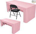 Nasitos 2 Pack 8 Foot Tablecloth Fitted Pink Trade Show Table Covers-Open Back Tablecloth Washable Fabric Table Cloth for Parties, Craft Show, Baby Shower, Events, Vendor Booth