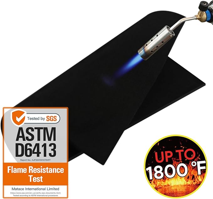 Matace Welding Blanket Fireproof Carbon Felt Soldering Mat & Pad, 5mm Flame Retardant Fabric, Heat Shield for Brazing, Stove Wick, Automotive Repair, HVAC Plumbing - 12x14 Inch, 2 Pack, Black