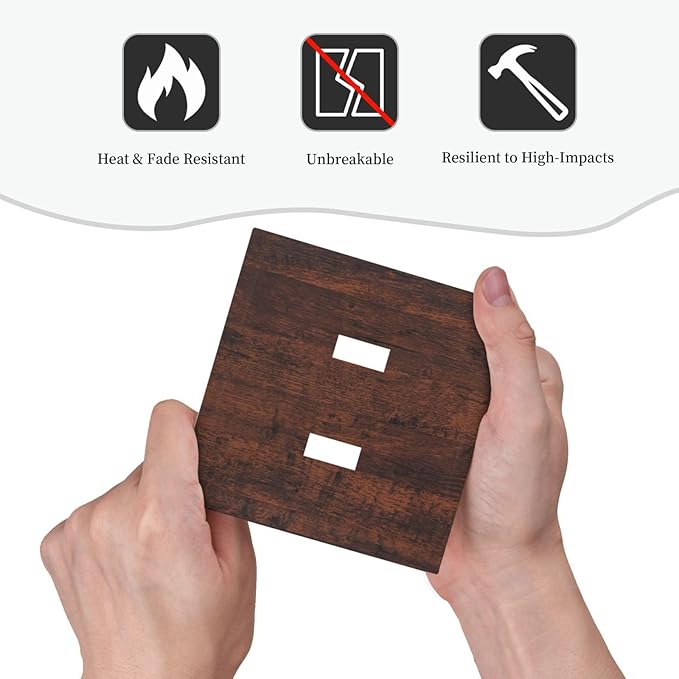 Decorative Light Switch Cover Brown Red Rustic Wood Grain Retro Farmhouse 2 Gang Wall Plate Double Toggle Switch Plate Receptacle Electrical Outlet Cover Switchplate for Farmhouse Cabin（2 Pack）