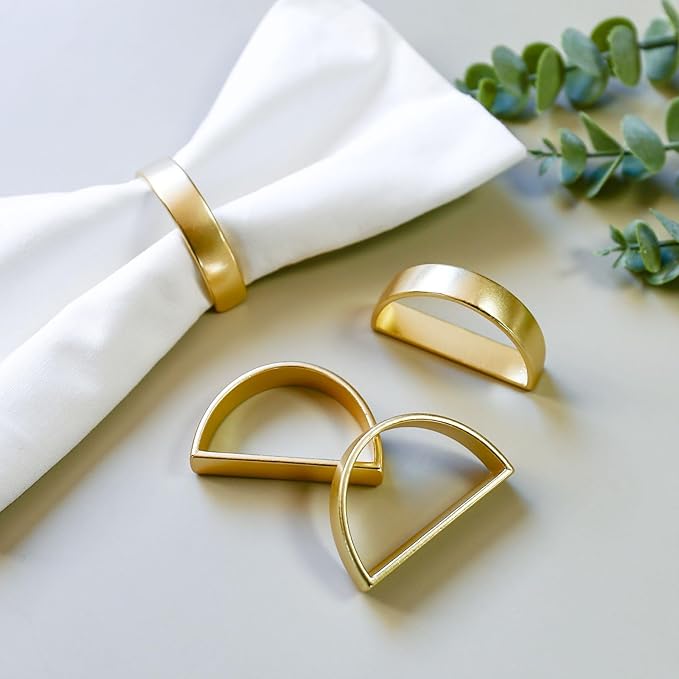 Cuff Brushed Gold Napkin Rings Set of 120, Modernist Napkin Ring Holder for Wedding, Banquet, Metallic Adornment for Table Settings, Glossy Serviette Buckles Decor