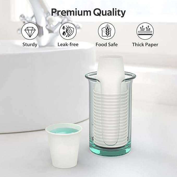 200 Count 3 oz Disposable Coffee Cups, Bathroom Mouthwash Cups, Leak-Free Food Safe Small Paper Mini Cup | Leak-Free, Food Safe, Small