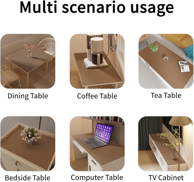 Leather Table Cover,1.8mm Thick,42x72 Inch Table Protector,Table Protector for Dining Room Table,Dining Room Table Protector Pad.(Mud Color+Champagne Gold,42x72)