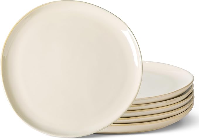 AmorArc Ceramic Dinner Plates Set of 6, 10.5 Inch Handmade Reactive Glaze Stoneware Plates, Rustic Shape Dinnerware Dish Set for Kitchen, Microwave & Dishwasher Safe, Scratch Resistant