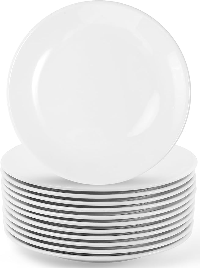 7 inch Appetizer Plates Set of 12, Small Dessert Plates, Mini Porcelain Serving Plate, Round Small Plate for Cake Snacks, Pasta, Portion Control, Microwave Dishwasher & Oven Safe(White)
