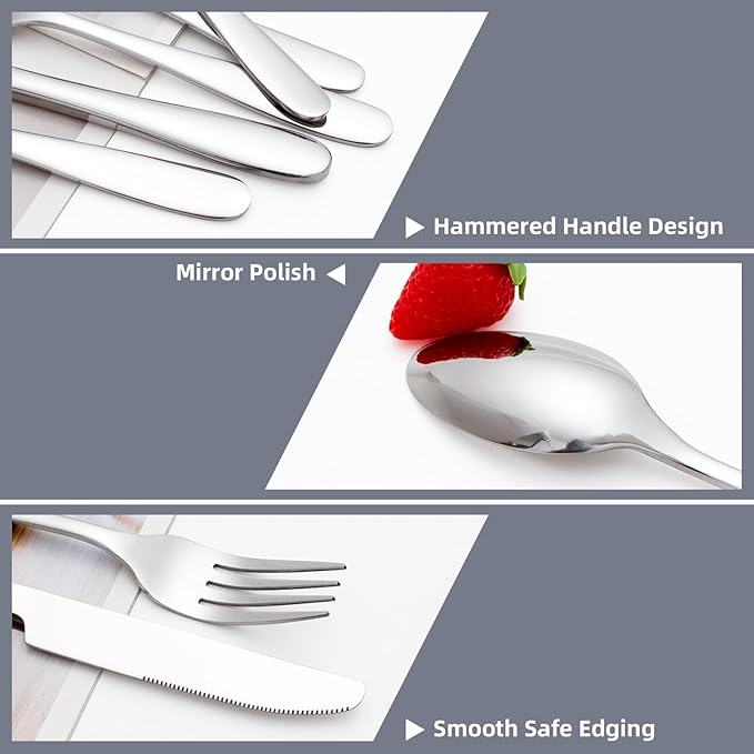 Silverware Set, CITESANA 20-Piece Heavy Duty Mirror Polished Stainless Steel Flatware Set Cutlery Set Flatware Service for 4