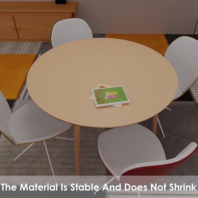 Round Table Pad, 1.8mm Thick, 30 Inch Diameter Leather Table Cover and Protector, Light Brown+Gray