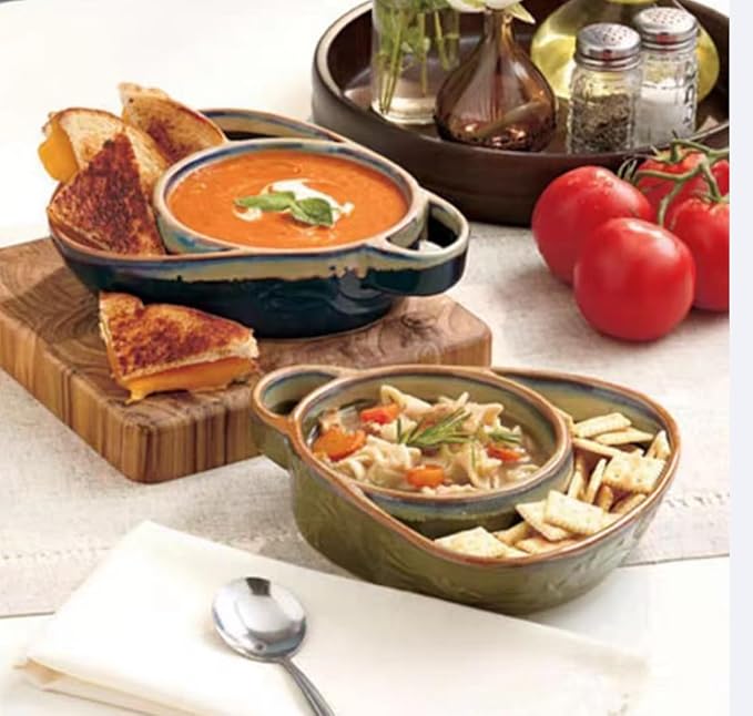 Soup and Side Bowl Plate Ceramic, Chip and Dip Divided Bowls, Anti-Soggy Cereal Bowl Bread Dipping Bowls Plates for Salad Breakfast, and Sandwich Ideal for Home and Restaurant (red+apricot)