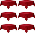 6-Pack Red Tablecloths for Square Tables, 70 x 70 Inches, Stain-Resistant Polyester Fabric for 3 Foot Tables - Washable Table Covers for Weddings, Banquets, Birthday Parties, Events