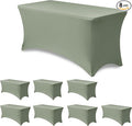 Fitted Table Cover for 4ft Rectangular Tables-8 Pack Sage Stretch Spandex Tablecloths-Elastic Folding Tablecloths for Party, Vendor Booth Display, Banquet Buffet Event, Craft Trade Show