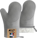 GORILLA GRIP BPA-Free Soft Silicone Oven Mitts, Heat Resistant and Waterproof Cooking Gloves, Thick Cotton Lining, Flexible Gripping for Baking Grilling, Kitchen Potholders Set of 2, 12.5x8.3, Gray