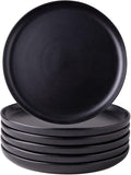 AmorArc Ceramic Dinner Plates Set of 6, Wavy Rim 10.25 Inch Stoneware Dish Set, Dinnerware Plates for Kitchen-Microwave&Dishwasher Safe, Scratch Resistant-Reactive Glaze Matte Black