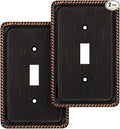 Henne Bery Rope Edge Decorative Wall Plate Switch Plate Outlet Cover (Single Toggle, 2 Pack, Aged Bronze)