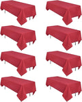 CozRhythm 8 Pack Red Valentine's Day Tablecloth 60 x 126 Inch Rectangular Table Cloth for 8 Foot Rectangle Tables, Wrinkle Resistant Washable Polyester Fabric for Buffet Wedding Party