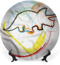Decorative Plates, Dinosaur Print Ornament, Triceratops Sketch Lines, 6 Inch, Kitchen Wall Decor, Multicolor