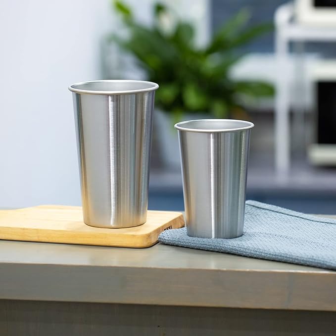 16 Pack 24oz Stainless Steel Pint Cup,Healthy Unbreakable and Stackable,Metal Drinking Glasses
